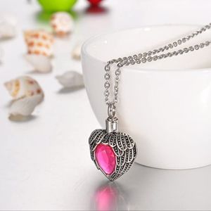 Valyria Cremation Necklac for Ashes Urn for Ashes, Angel Wing October Birthstone